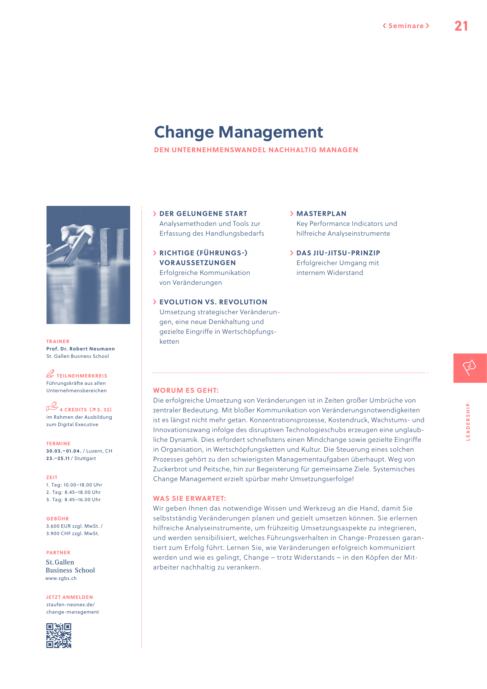 Im Seminar Change Managment die Methodik erlernen, um den Digitalen Wandel zur Smart Factory nachhaltig zu managen.