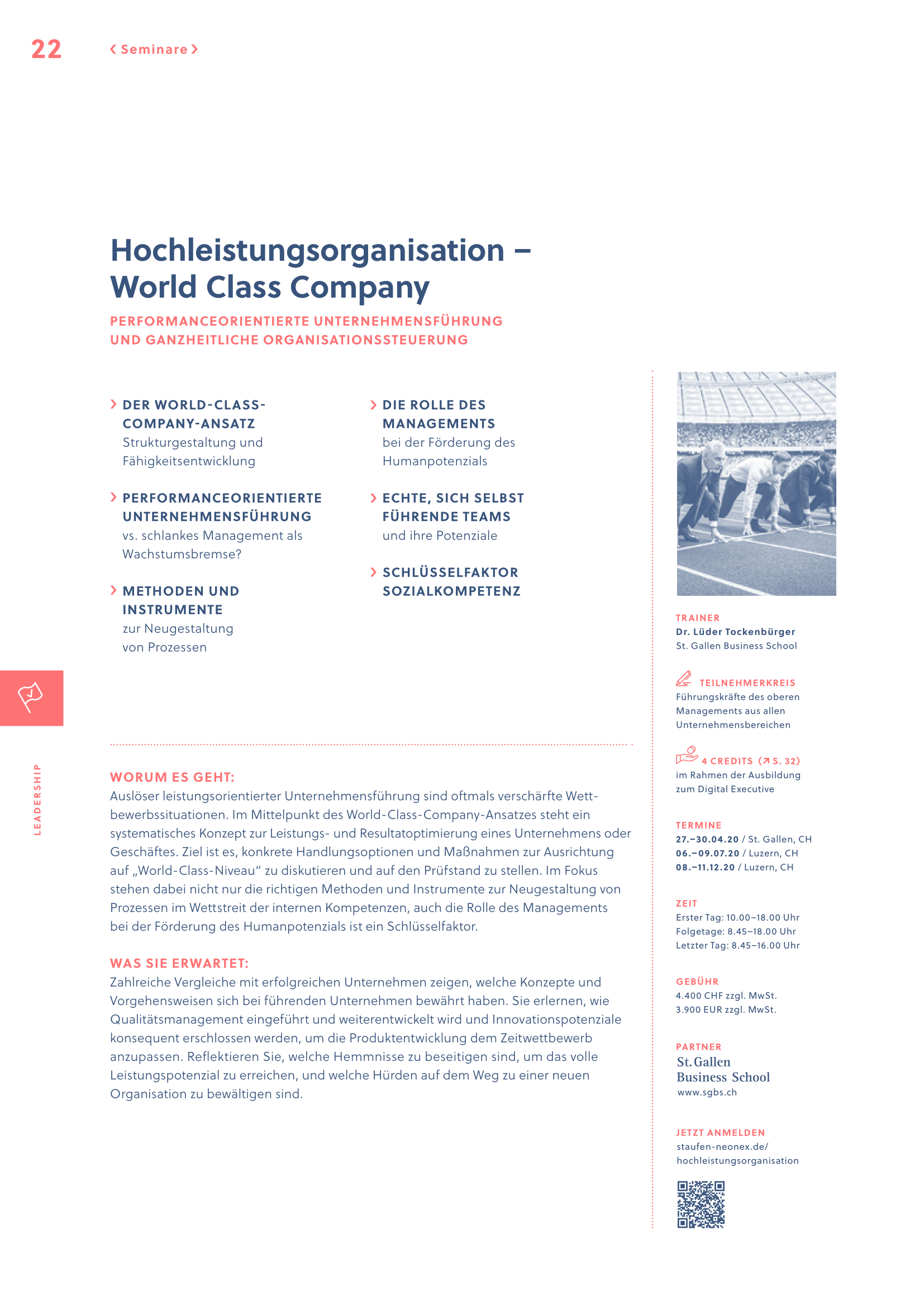 Erarbeiten Sie konkrete Handlungsoptionen und Maßnahmen zur Ausrichtung Ihres Unternehmens auf Weltklassniveau. Seminar von STAUFEN.DIGITAL NEONEX und St. Gallen Business School.