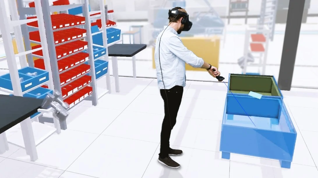 Like this, entire factories and individual workstations, including ergonomics assessment, can be designed in an uncomplicated and detailed manner using virtual reality.